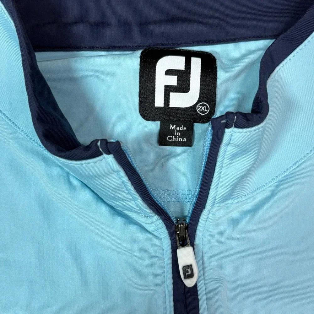 FootJoy Mens 2XL Light Blue Quarter Zip Golf Pullover Long Sleeve Performance